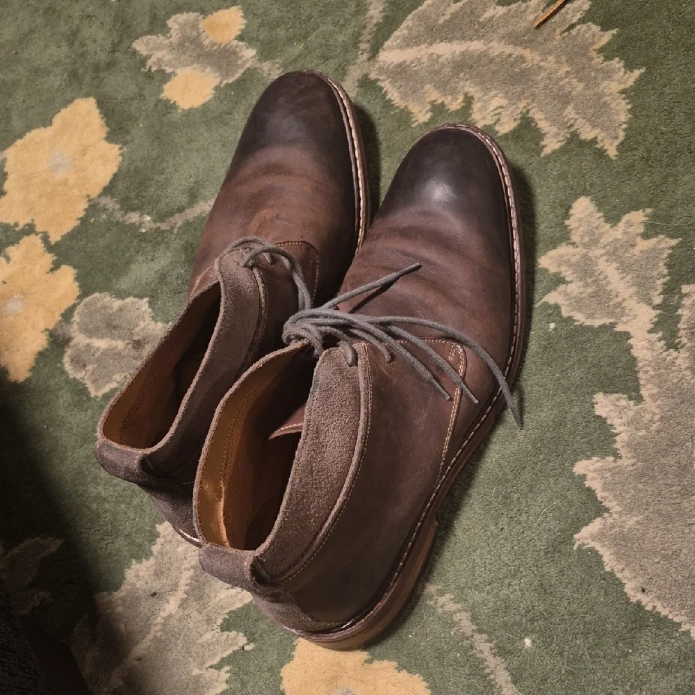 Cole Haan Brown Leather Suede Trim Chukka Boots